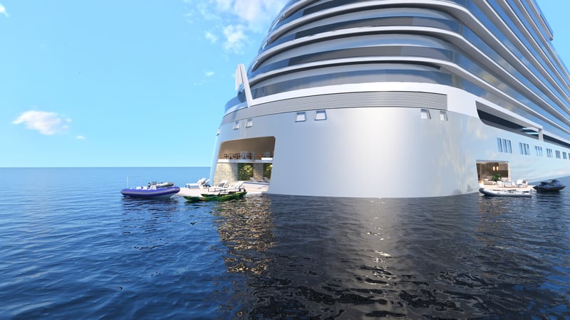 The marina of luxury residential ship, MV Narrative