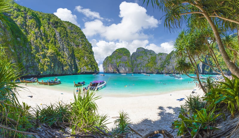 Amazing landscape with Maya Bay on Phi Phi Islands, Thailand