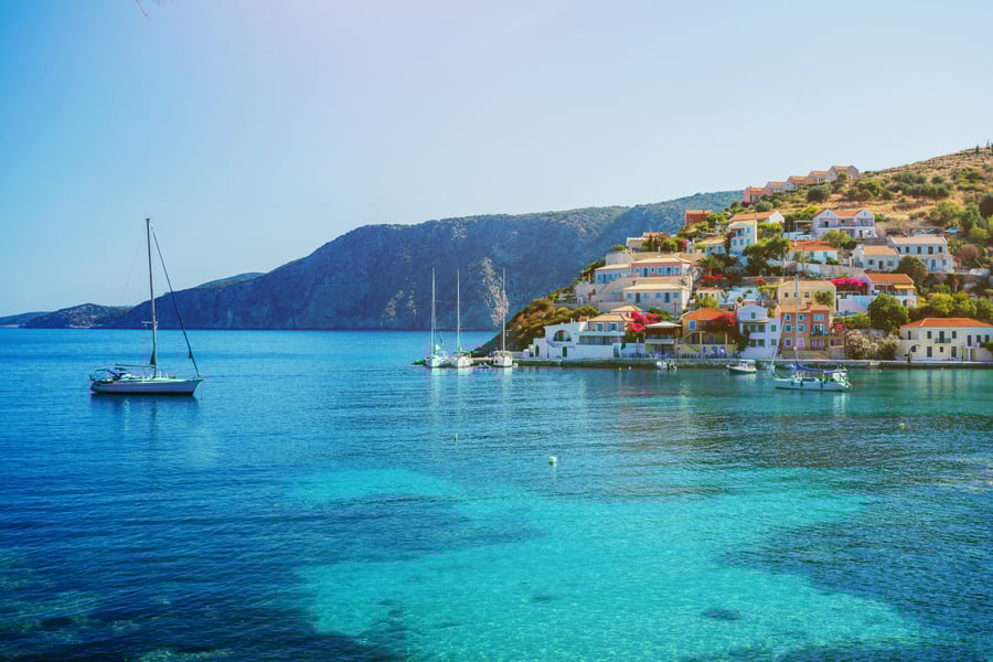 Sailboat cruising in the Eastern Mediterranean Sea